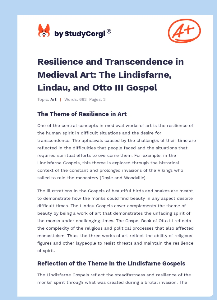 Resilience and Transcendence in Medieval Art: The Lindisfarne, Lindau, and Otto III Gospel. Page 1