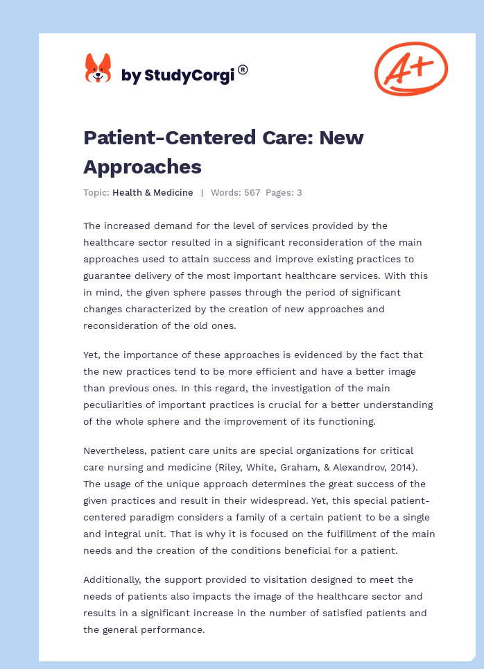 Patient-Centered Care: New Approaches. Page 1