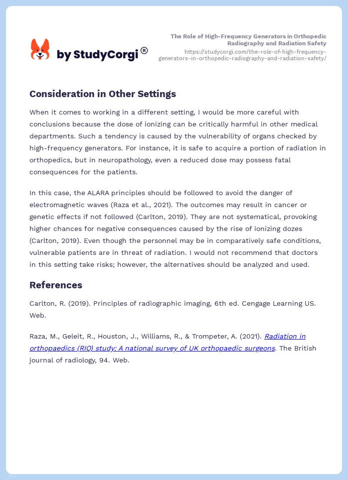 The Role of High-Frequency Generators in Orthopedic Radiography and Radiation Safety. Page 2