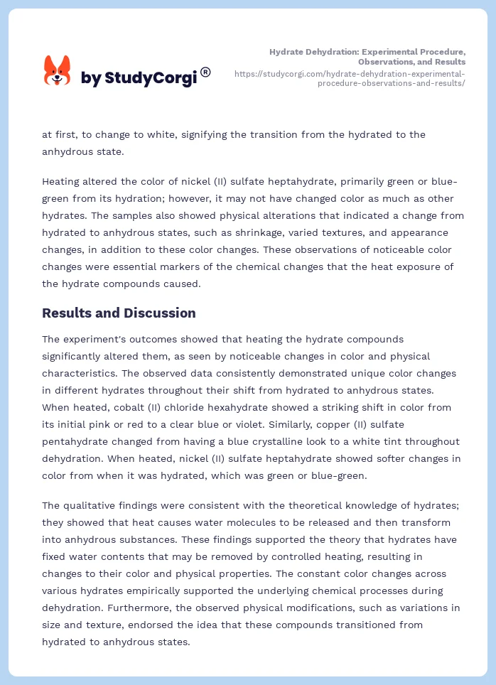Hydrate Dehydration: Experimental Procedure, Observations, and Results. Page 2