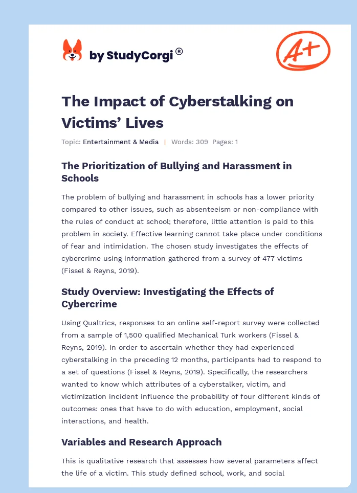 The Impact of Cyberstalking on Victims’ Lives. Page 1