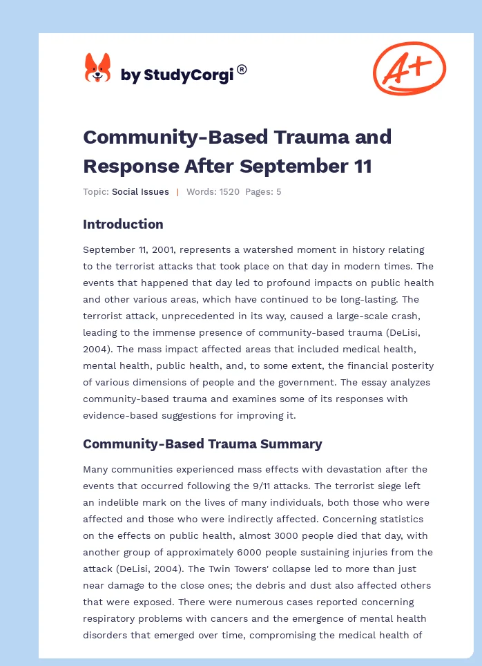 Community-Based Trauma and Response After September 11. Page 1