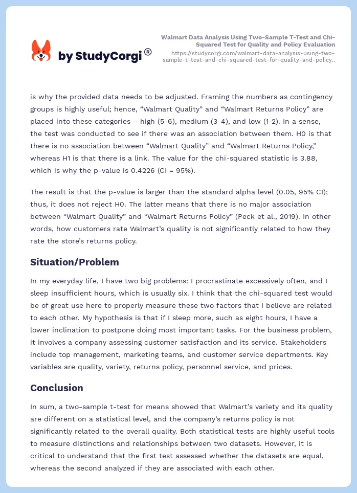 Walmart Data Analysis Using Two-Sample T-Test and Chi-Squared Test for Quality and Policy Evaluation. Page 2