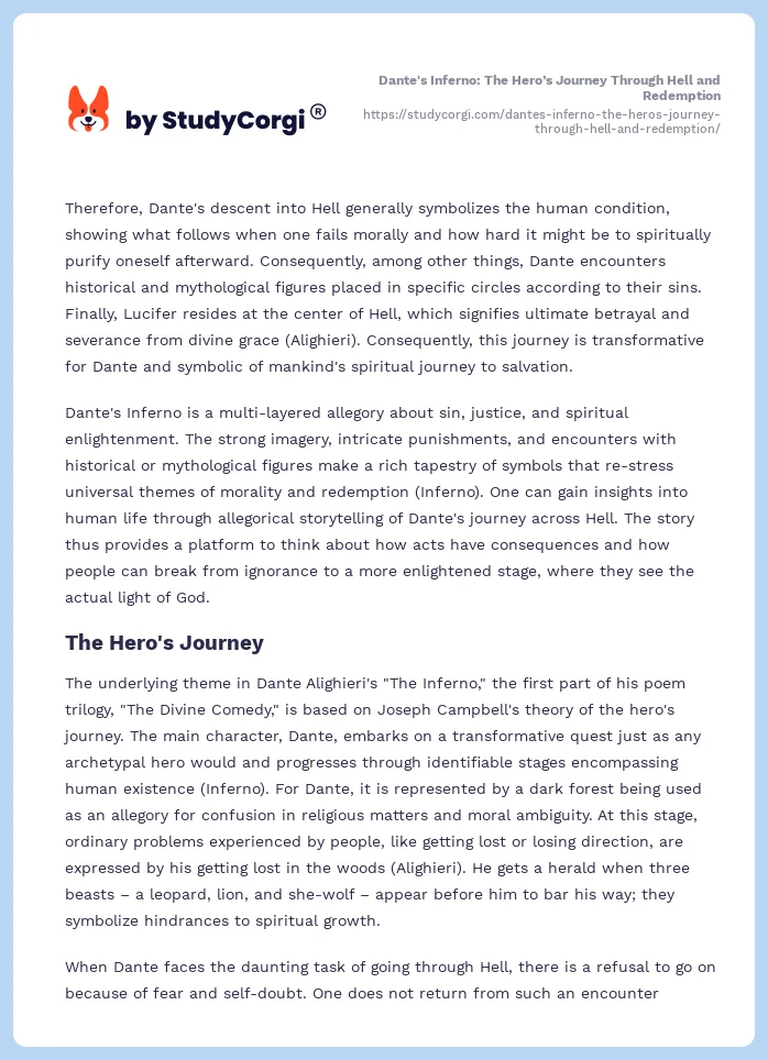 Dante's Inferno: The Hero’s Journey Through Hell and Redemption. Page 2