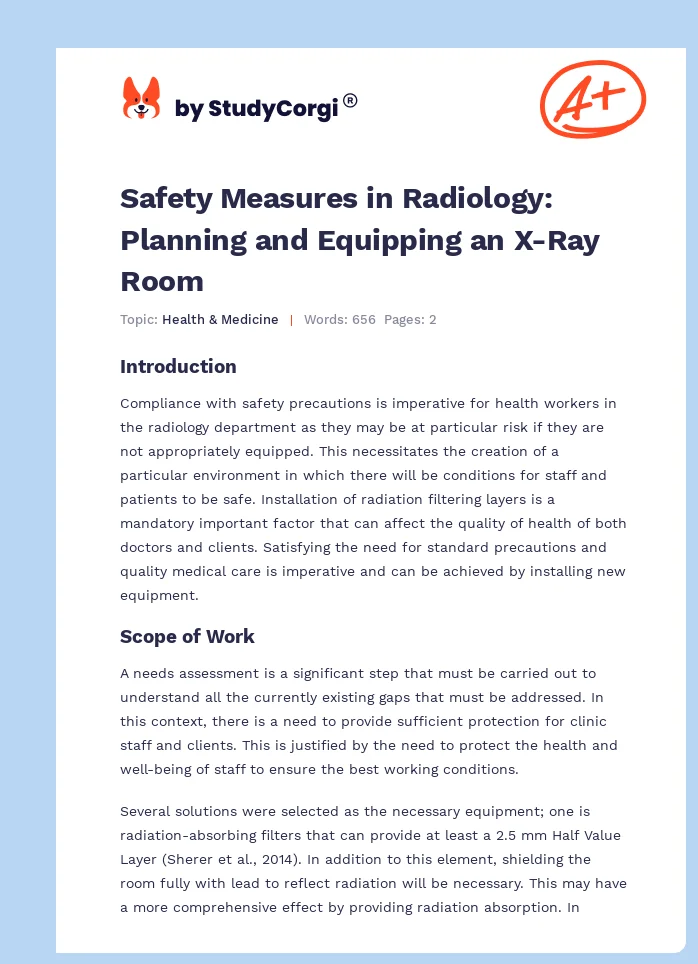 Safety Measures in Radiology: Planning and Equipping an X-Ray Room. Page 1