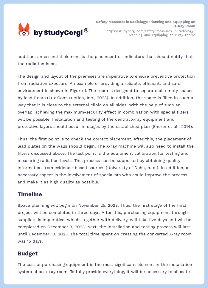 Safety Measures in Radiology: Planning and Equipping an X-Ray Room. Page 2