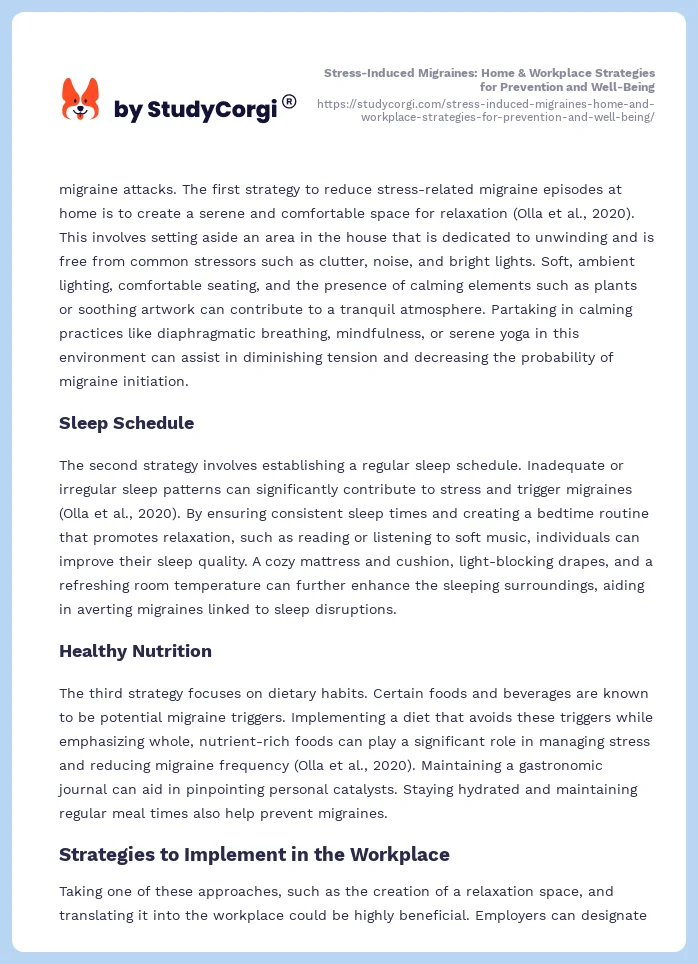 Stress-Induced Migraines: Home & Workplace Strategies for Prevention and Well-Being. Page 2