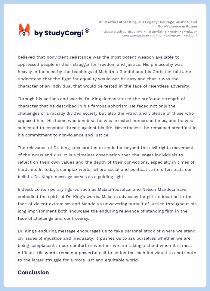 Dr. Martin Luther King Jr.'s Legacy: Courage, Justice, and Non-Violence in Action. Page 2