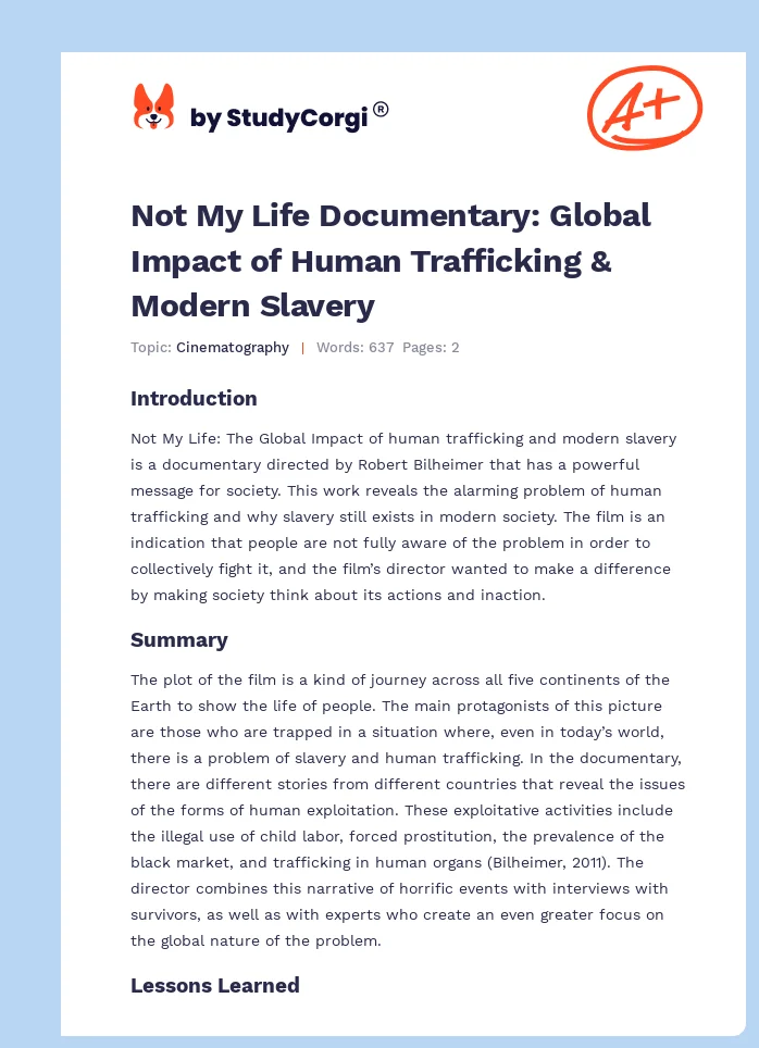 Not My Life Documentary: Global Impact of Human Trafficking & Modern Slavery. Page 1