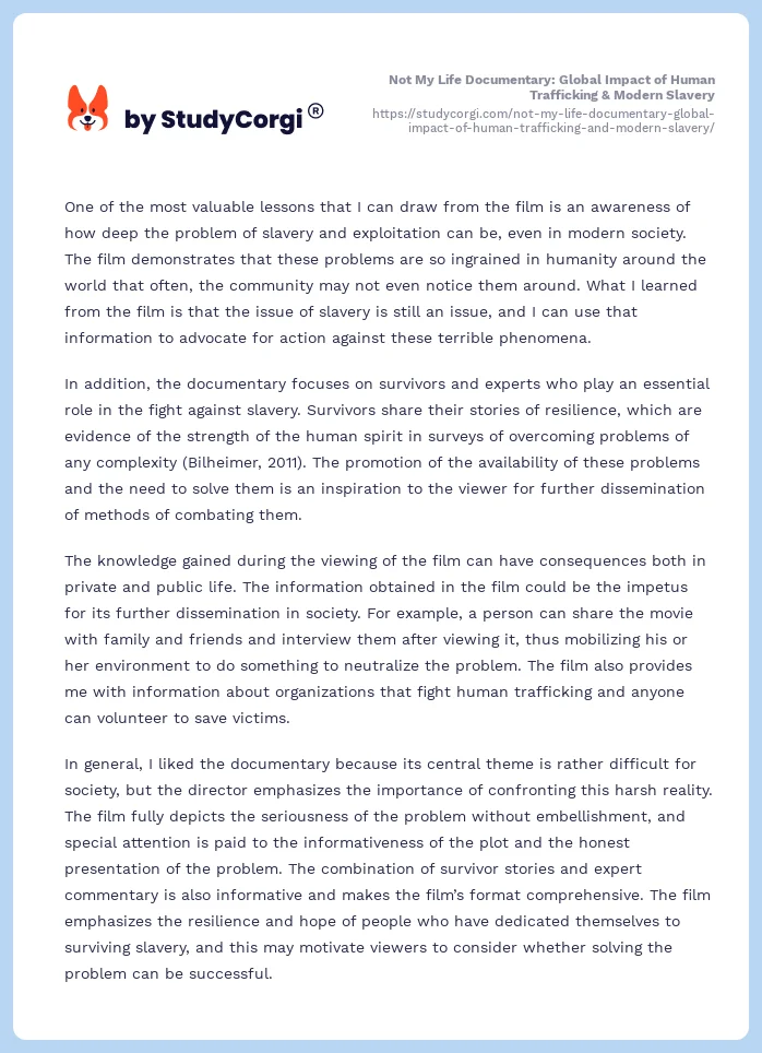 Not My Life Documentary: Global Impact of Human Trafficking & Modern Slavery. Page 2