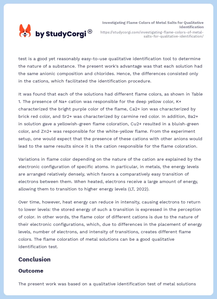 Investigating Flame Colors of Metal Salts for Qualitative Identification. Page 2