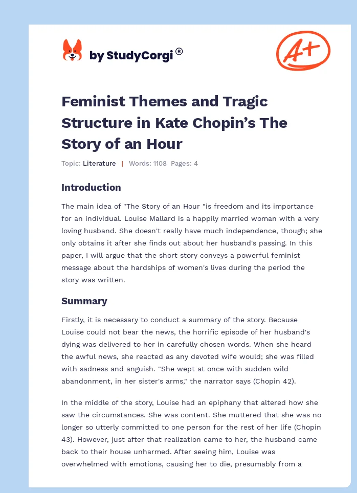 Feminist Themes and Tragic Structure in Kate Chopin’s The Story of an Hour. Page 1