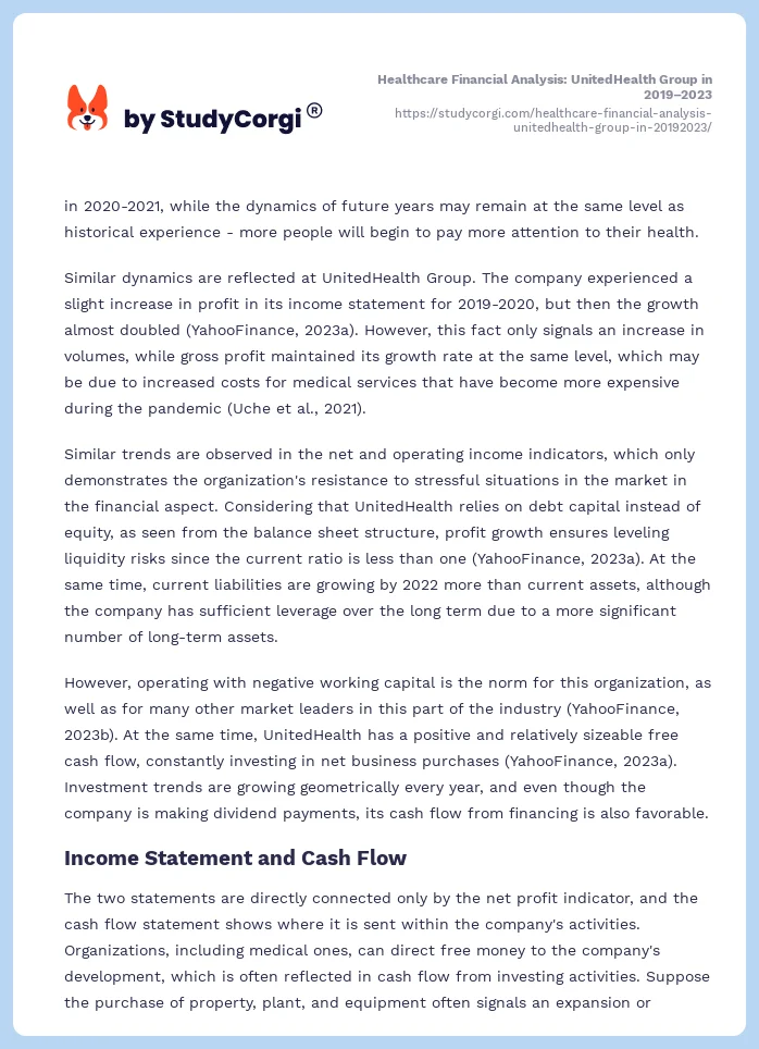 Healthcare Financial Analysis: UnitedHealth Group in 2019–2023. Page 2