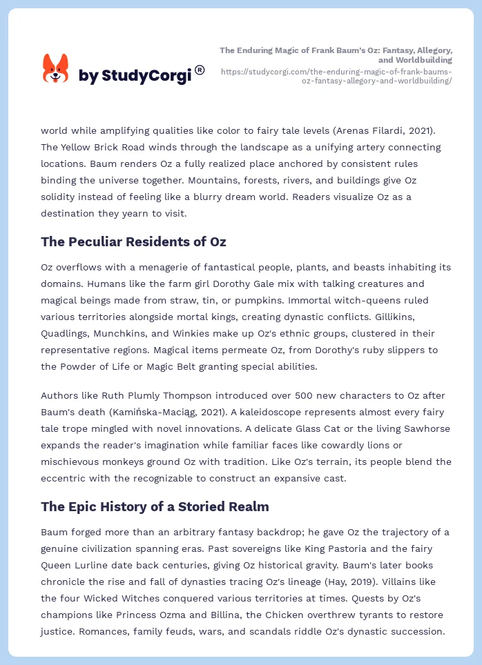 The Enduring Magic of Frank Baum’s Oz: Fantasy, Allegory, and Worldbuilding. Page 2