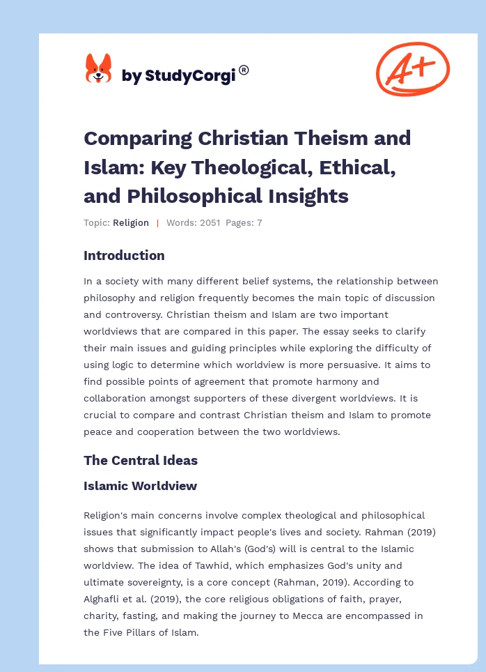 Comparing Christian Theism and Islam: Key Theological, Ethical, and Philosophical Insights. Page 1