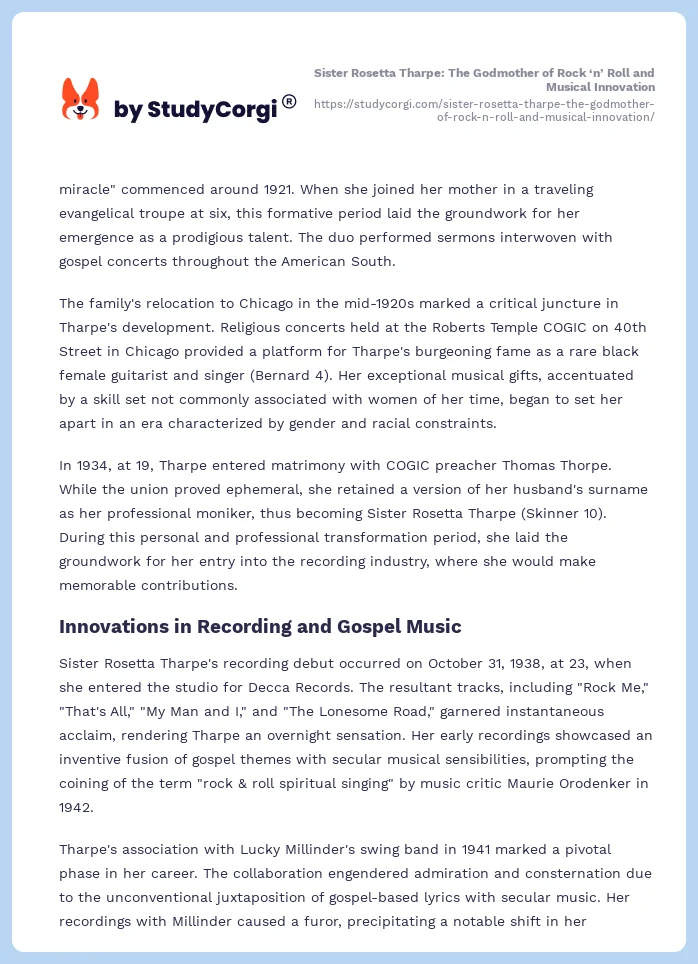 Sister Rosetta Tharpe: The Godmother of Rock ‘n’ Roll and Musical Innovation. Page 2