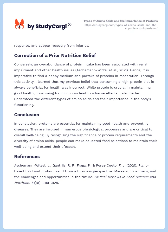 Types of Amino Acids and the Importance of Proteins. Page 2