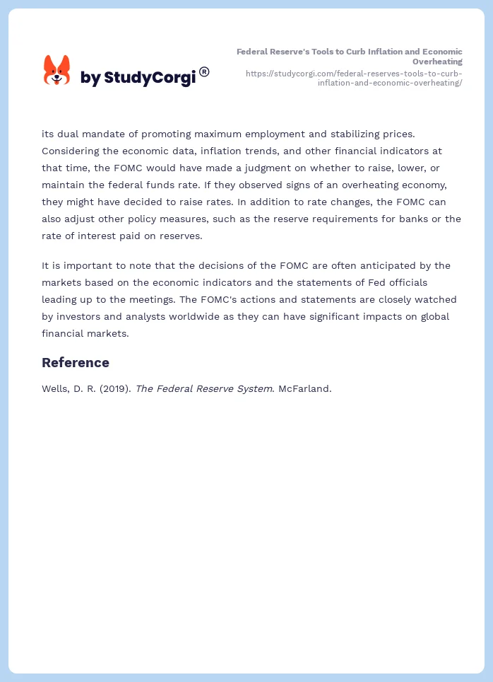 Federal Reserve's Tools to Curb Inflation and Economic Overheating. Page 2