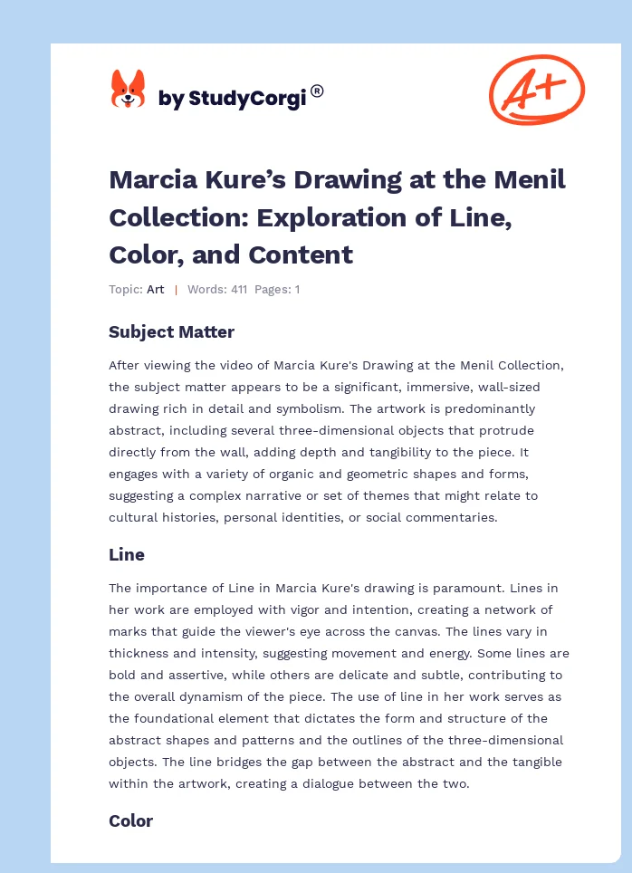 Marcia Kure’s Drawing at the Menil Collection: Exploration of Line, Color, and Content. Page 1