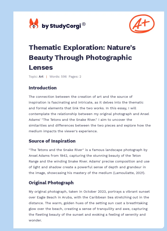 Thematic Exploration: Nature's Beauty Through Photographic Lenses. Page 1