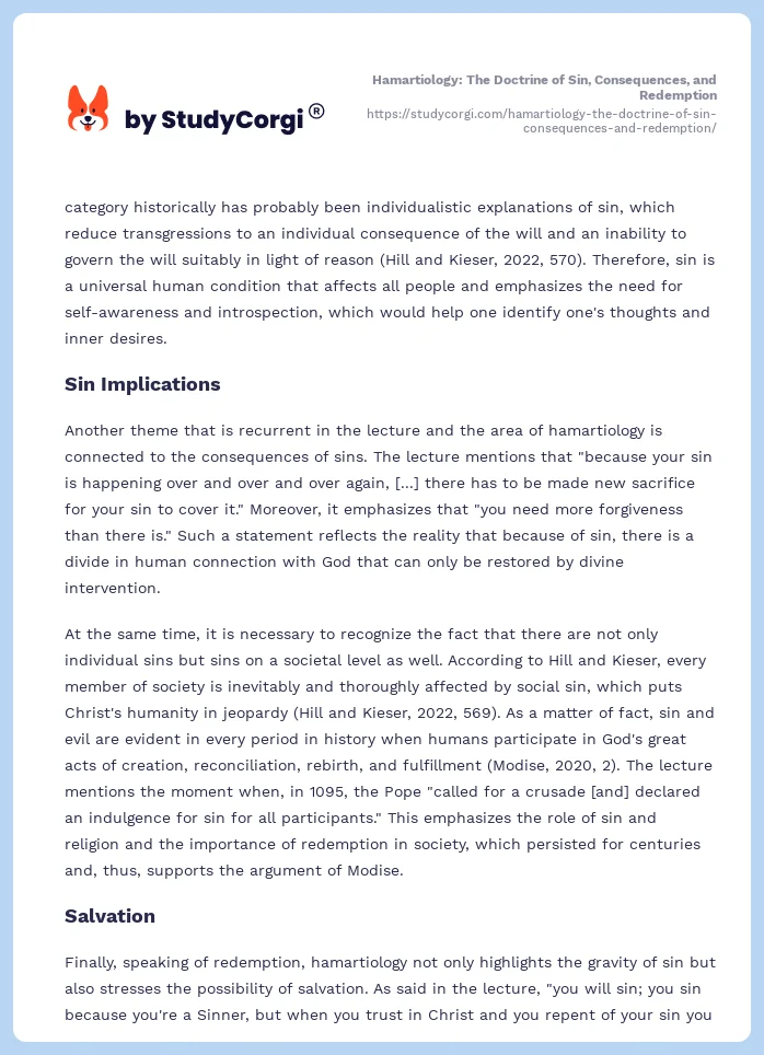 Hamartiology: The Doctrine of Sin, Consequences, and Redemption. Page 2