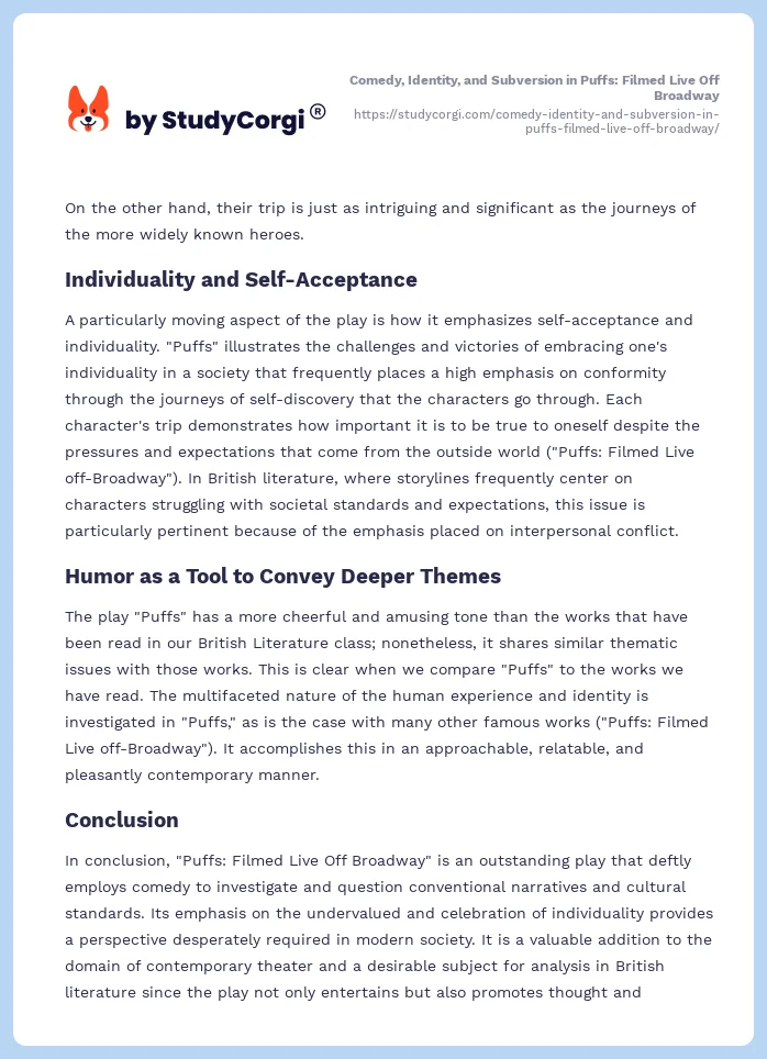 Comedy, Identity, and Subversion in Puffs: Filmed Live Off Broadway. Page 2