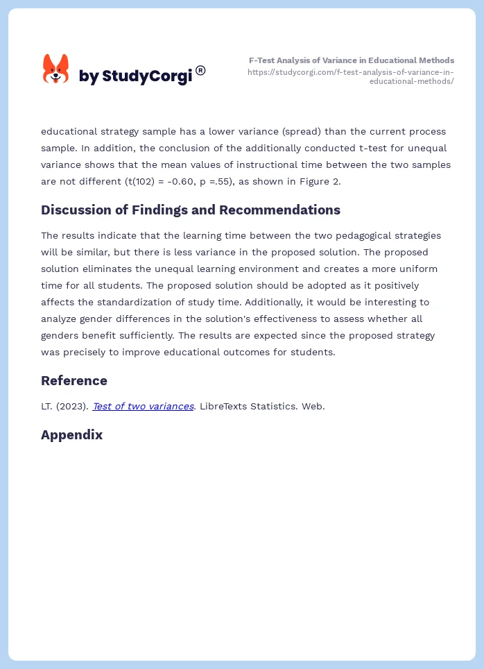 F-Test Analysis of Variance in Educational Methods. Page 2