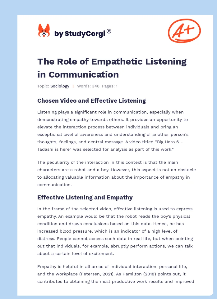 The Role of Empathetic Listening in Communication. Page 1