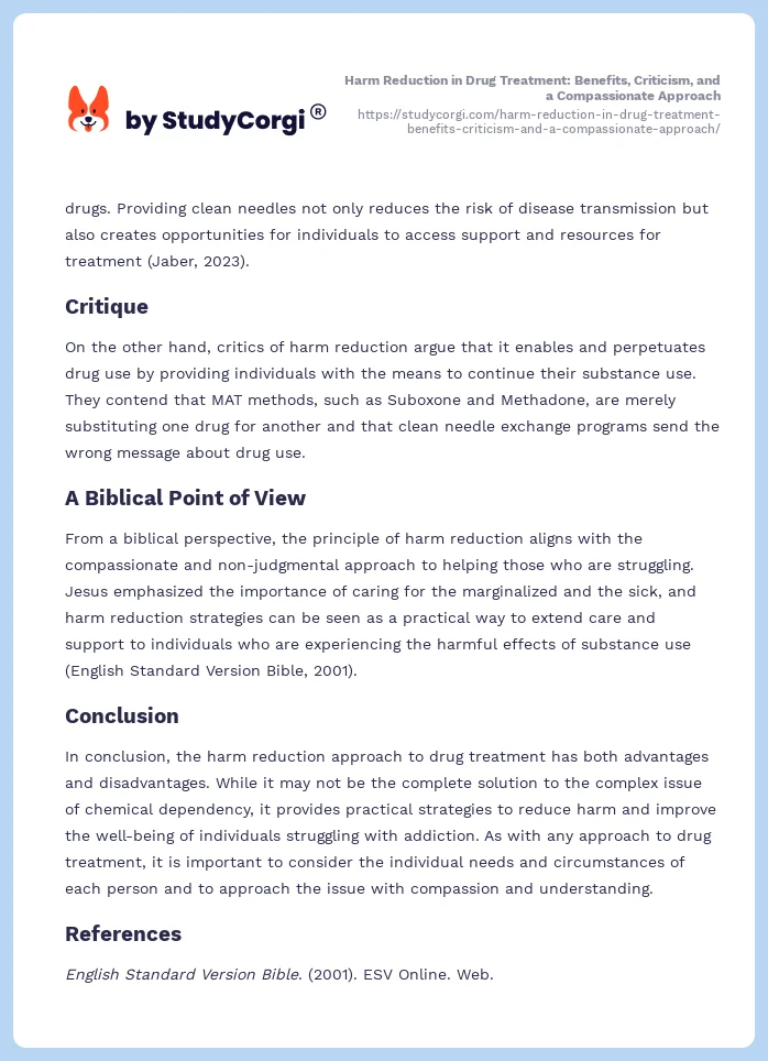 Harm Reduction in Drug Treatment: Benefits, Criticism, and a Compassionate Approach. Page 2