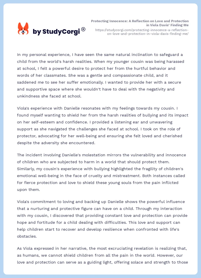 Protecting Innocence: A Reflection on Love and Protection in Viola Davis’ Finding Me. Page 2