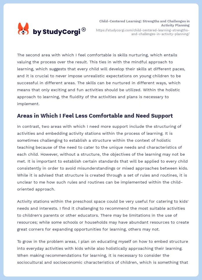 Child-Centered Learning: Strengths and Challenges in Activity Planning. Page 2