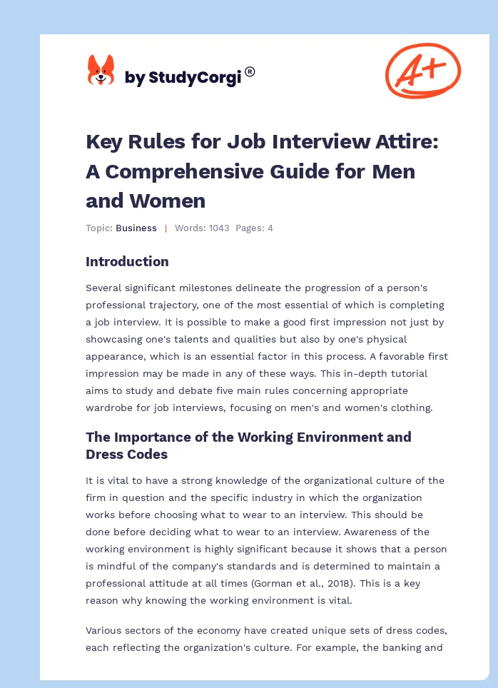 Key Rules for Job Interview Attire: A Comprehensive Guide for Men and Women. Page 1
