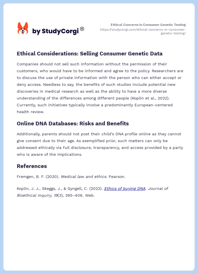 Ethical Concerns in Consumer Genetic Testing. Page 2