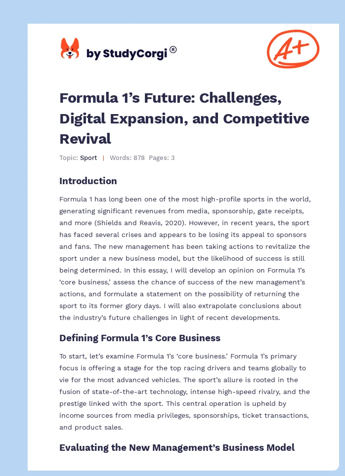 Formula 1’s Future: Challenges, Digital Expansion, and Competitive Revival. Page 1