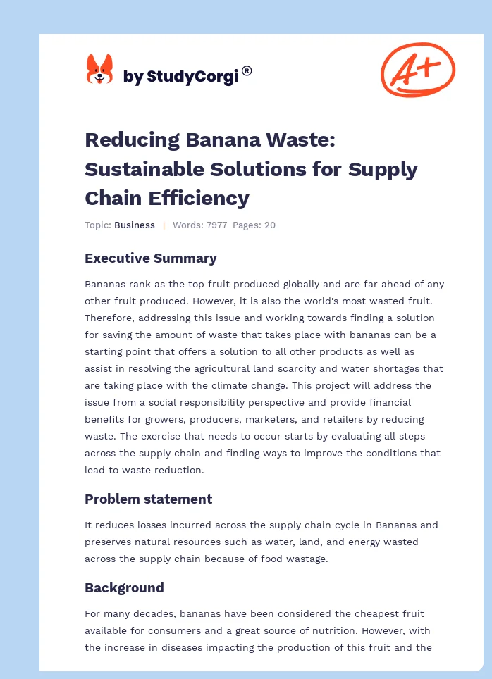 Reducing Banana Waste: Sustainable Solutions for Supply Chain Efficiency. Page 1