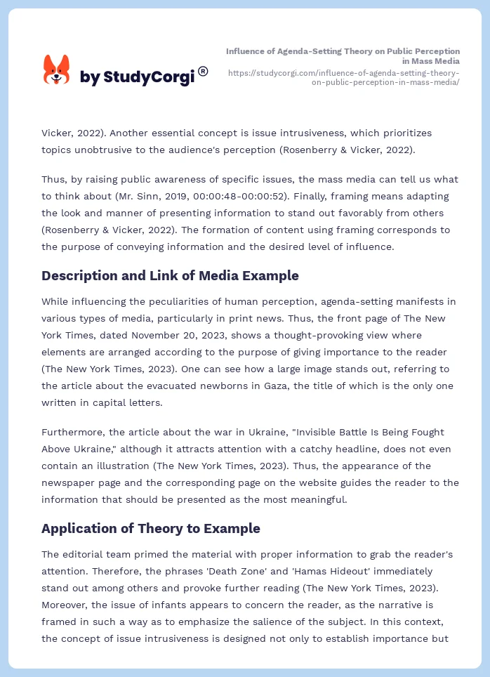 Influence of Agenda-Setting Theory on Public Perception in Mass Media. Page 2