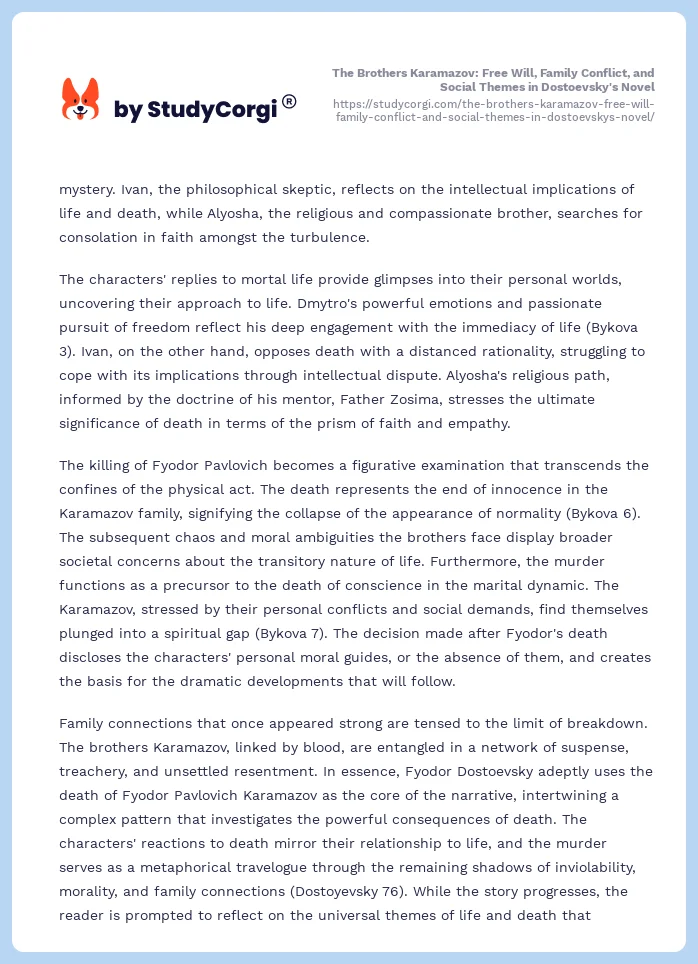 The Brothers Karamazov: Free Will, Family Conflict, and Social Themes in Dostoevsky's Novel. Page 2
