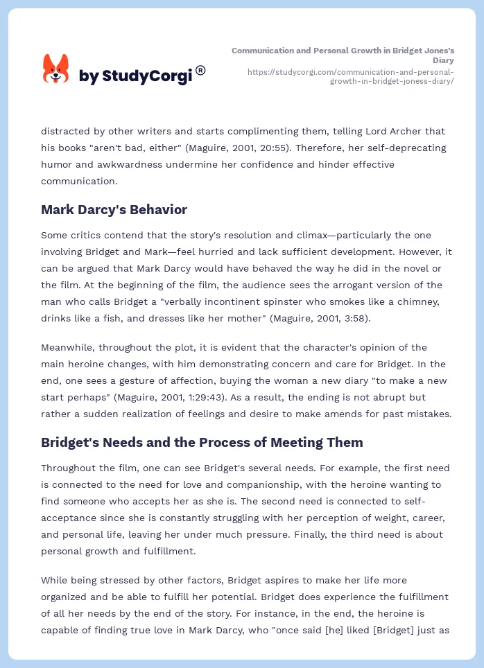 Communication and Personal Growth in Bridget Jones’s Diary. Page 2