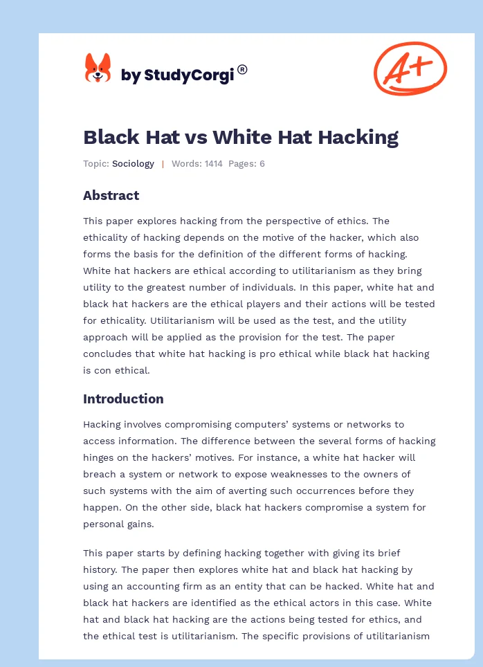Black Hat vs White Hat Hacking. Page 1