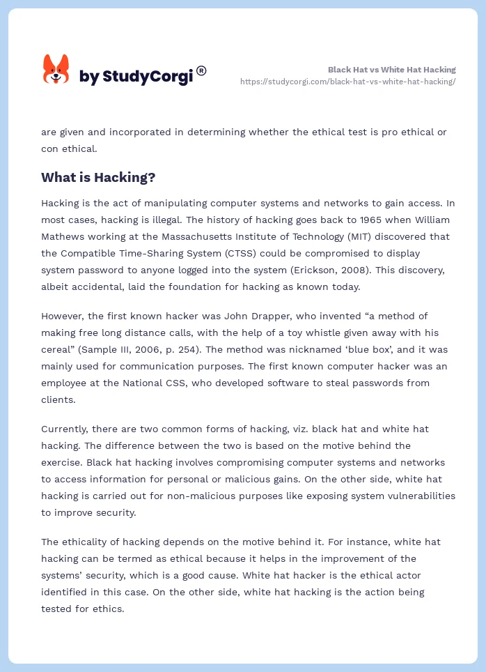 Black Hat vs White Hat Hacking. Page 2