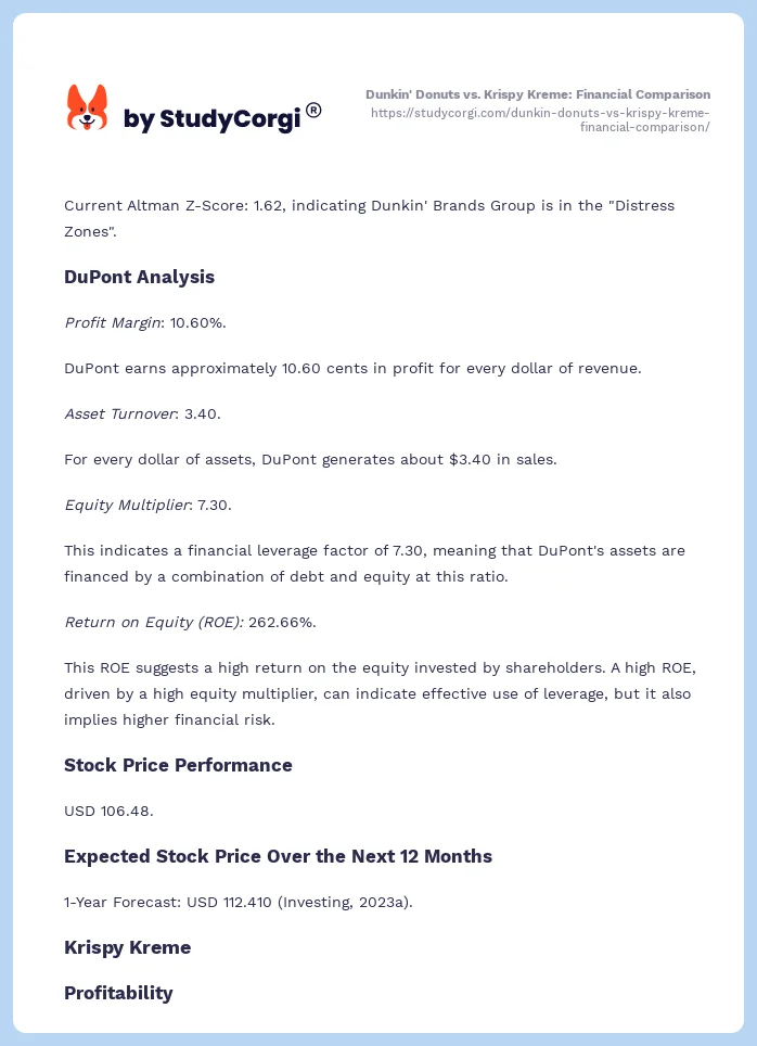 Dunkin' Donuts vs. Krispy Kreme: Financial Comparison. Page 2
