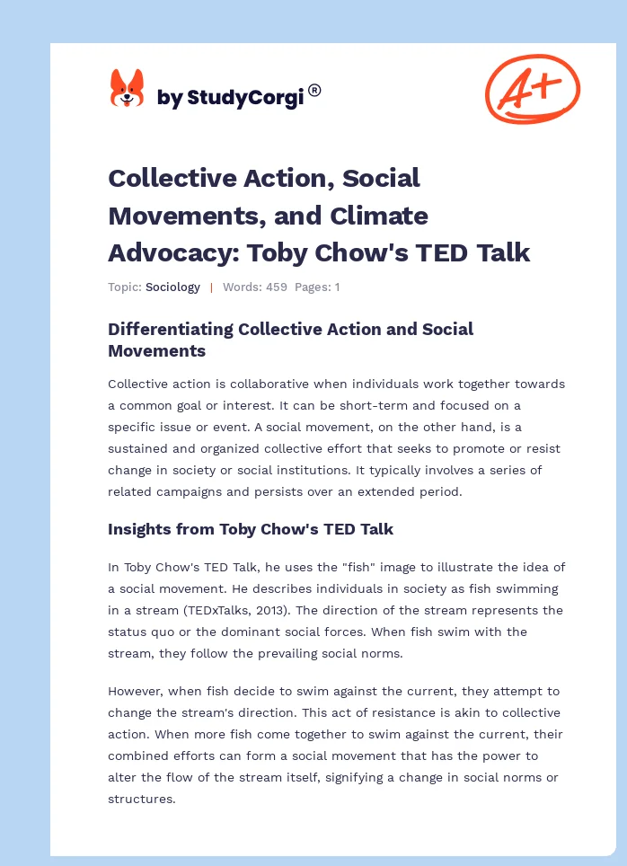 Collective Action, Social Movements, and Climate Advocacy: Toby Chow's TED Talk. Page 1