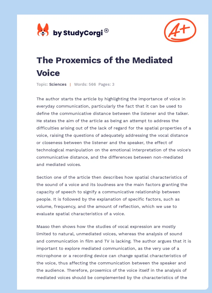 The Proxemics of the Mediated Voice. Page 1