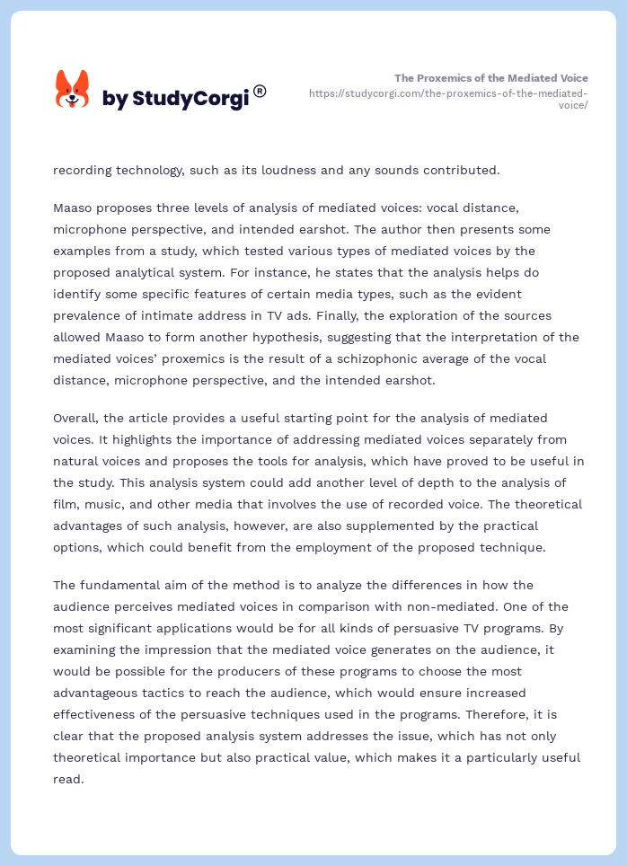 The Proxemics of the Mediated Voice. Page 2