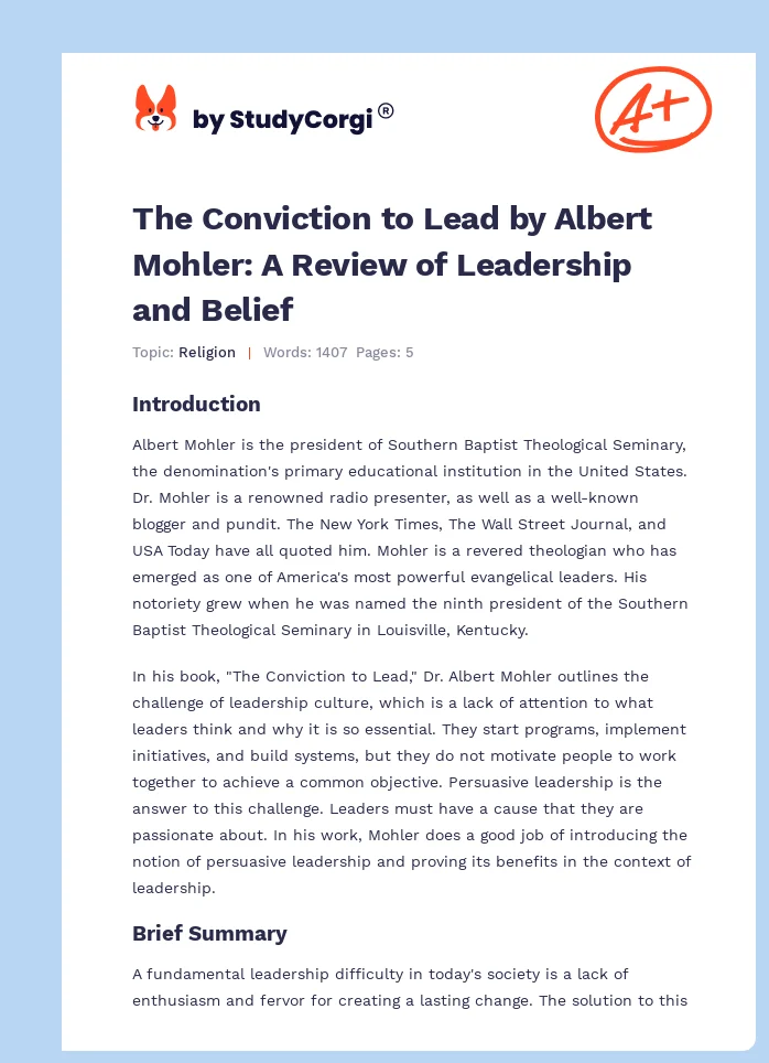 The Conviction to Lead by Albert Mohler: A Review of Leadership and Belief. Page 1