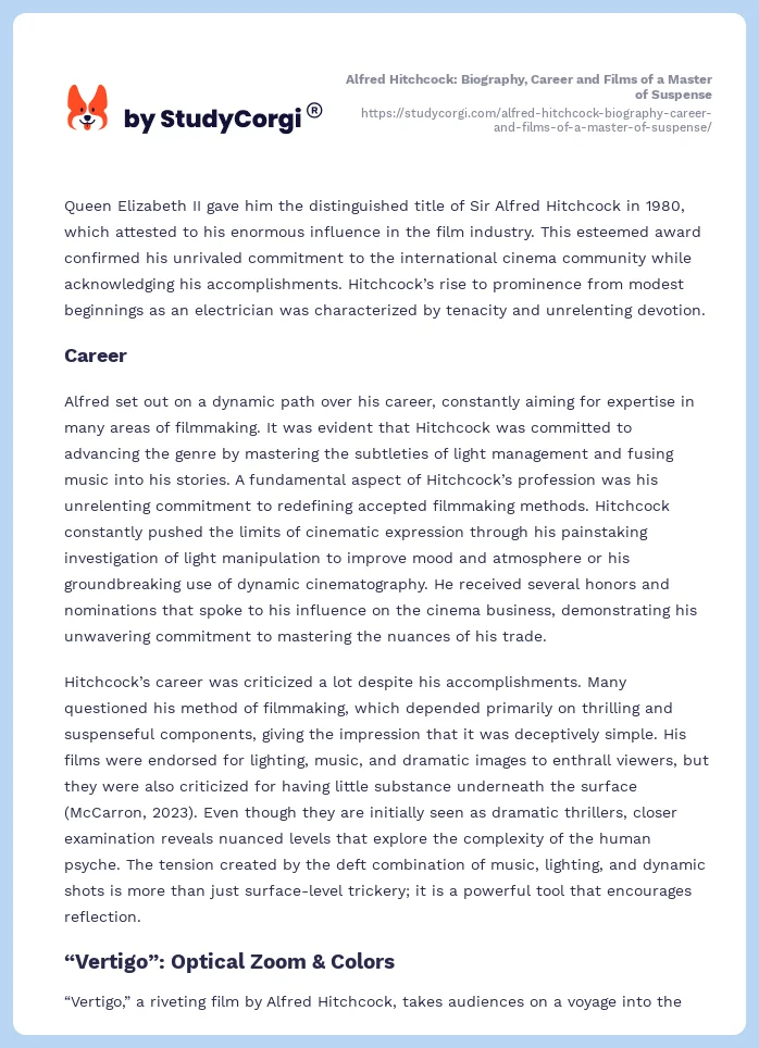 Alfred Hitchcock: Biography, Career and Films of a Master of Suspense. Page 2