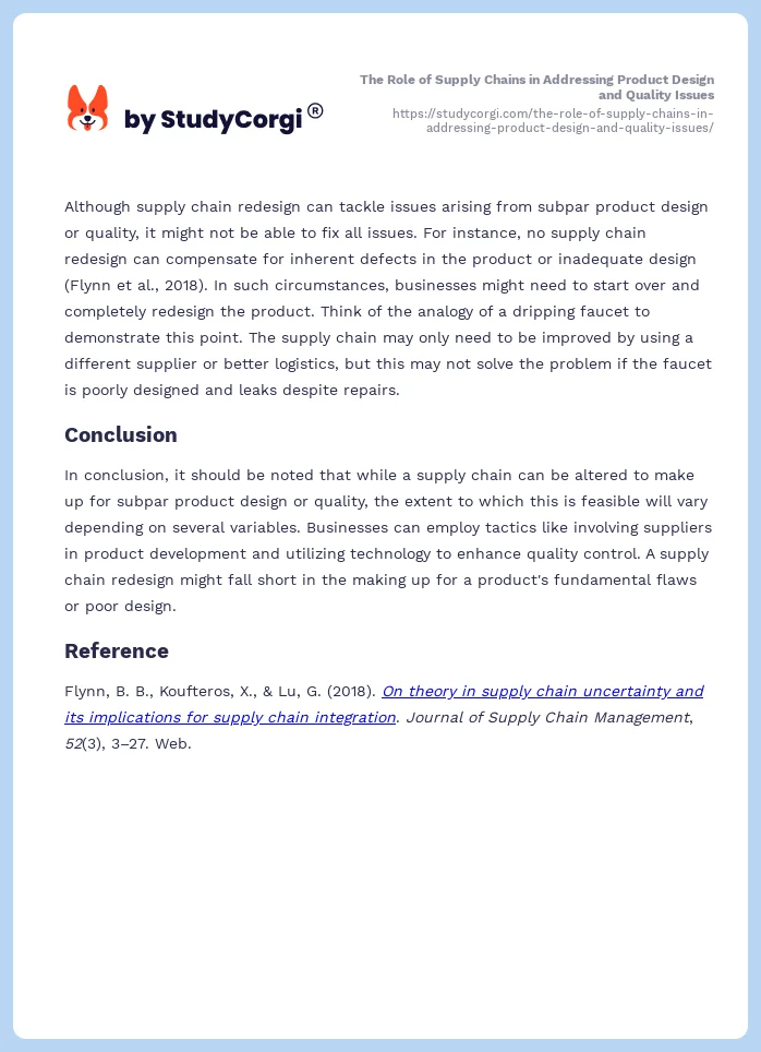 The Role of Supply Chains in Addressing Product Design and Quality Issues. Page 2