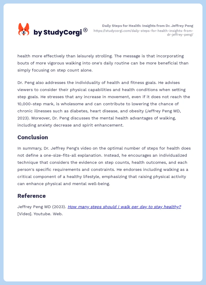 Daily Steps for Health: Insights from Dr. Jeffrey Peng. Page 2