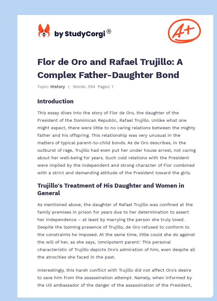 Flor de Oro and Rafael Trujillo: A Complex Father-Daughter Bond. Page 1