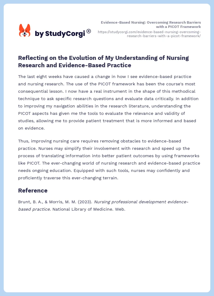 Evidence-Based Nursing: Overcoming Research Barriers with a PICOT Framework. Page 2